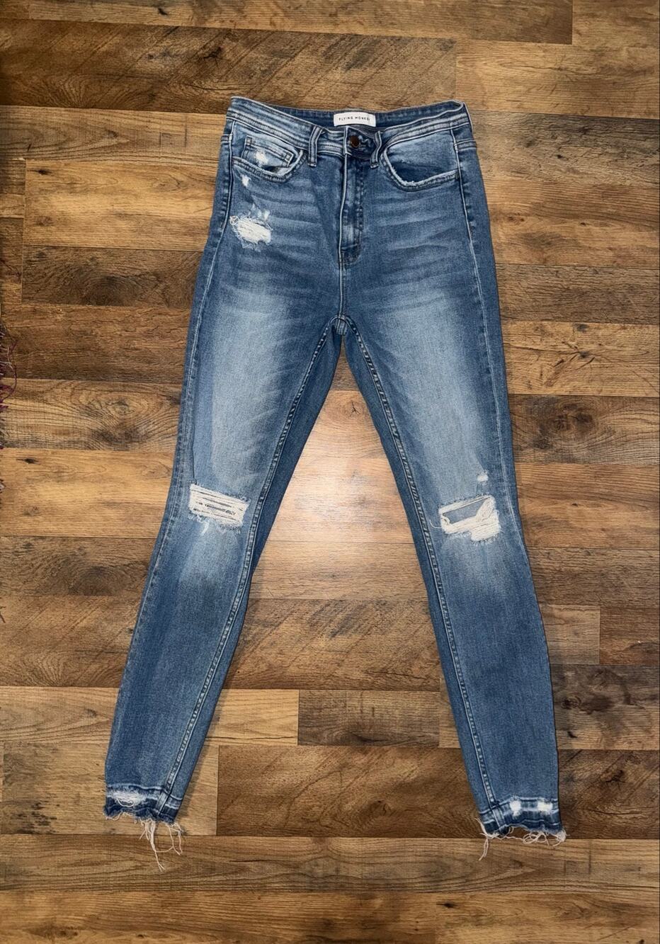 Fly monkey women’s distressed high rise skinny jeans